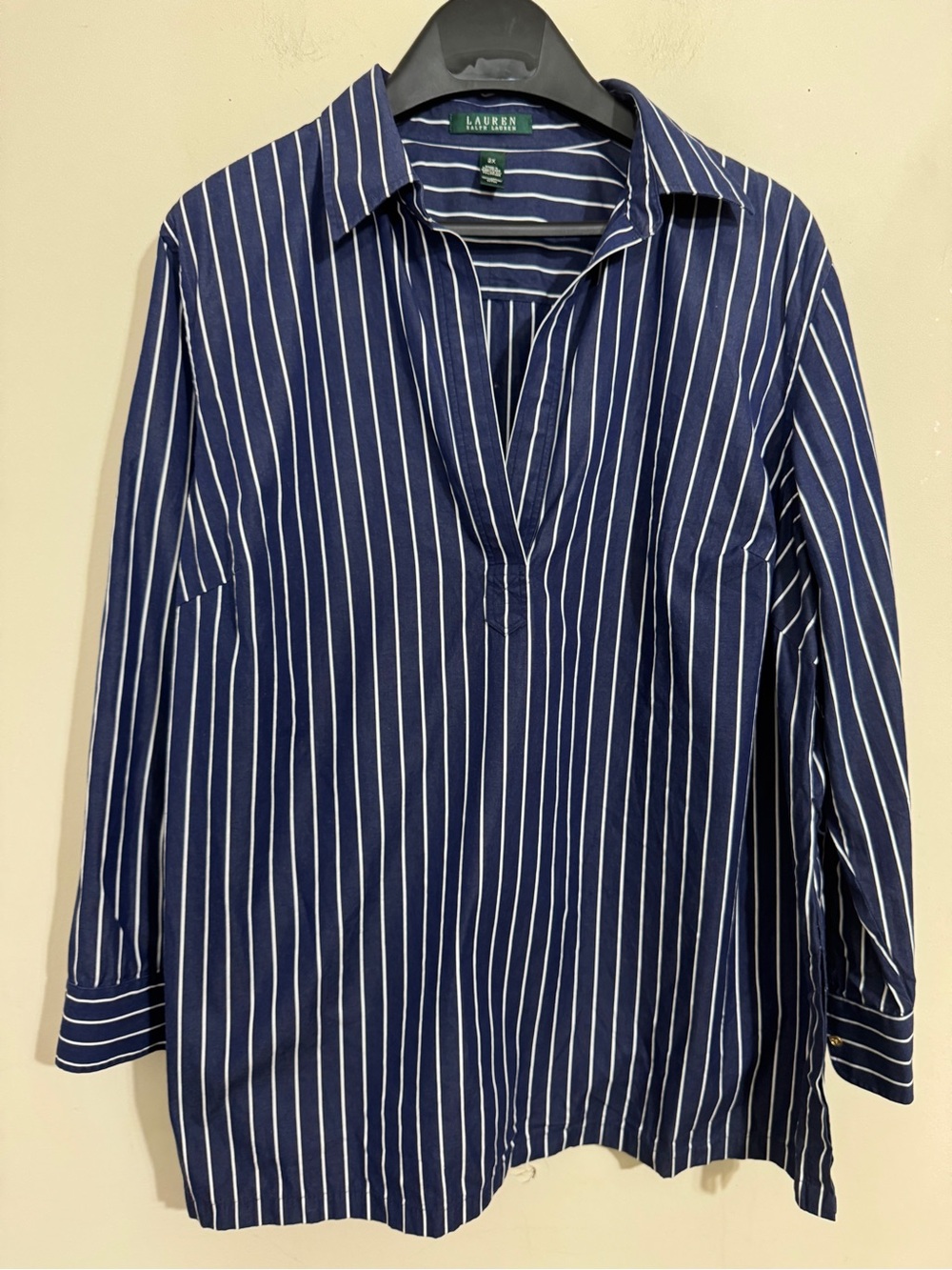 Lauren Ralph Lauren Navy & White Stripe Popover Shirt size 2X Nautical Preppy
